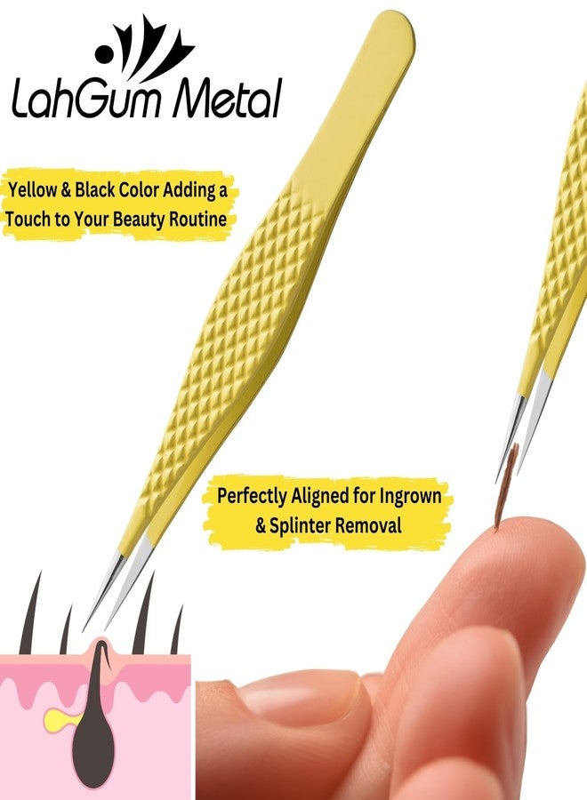 LahGum Metal Super Sharp Pointed Tweezers Precision Splinter Removal, Ultra Plucking Fine Pointy Eyebrow Tweezers for Women & Men Facial Hair Chin Removal - Image 5